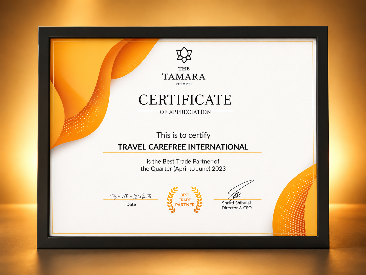 Best Trade Partner – Tamara Resorts