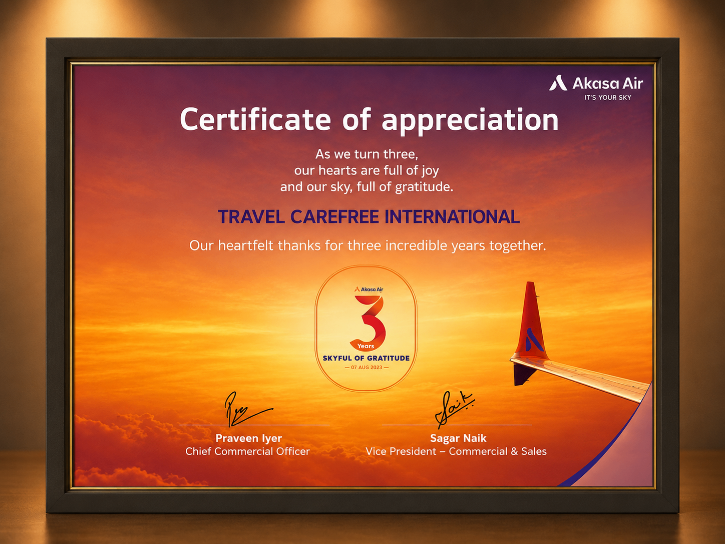 Akasa Air Appreciation Award