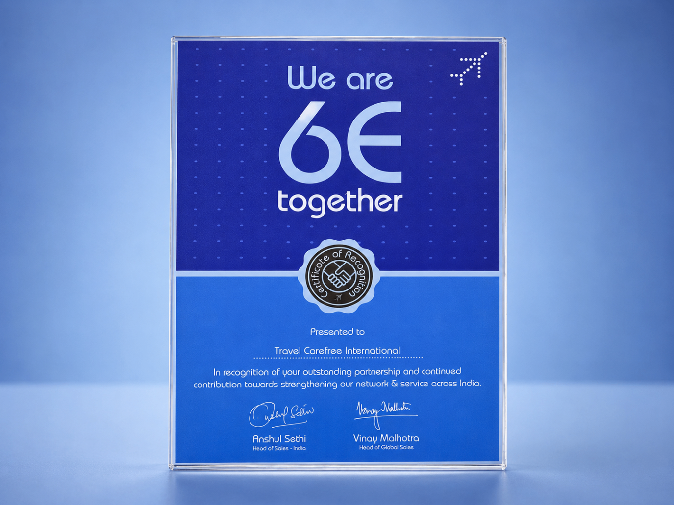 IndiGo 6E Partner Recognition